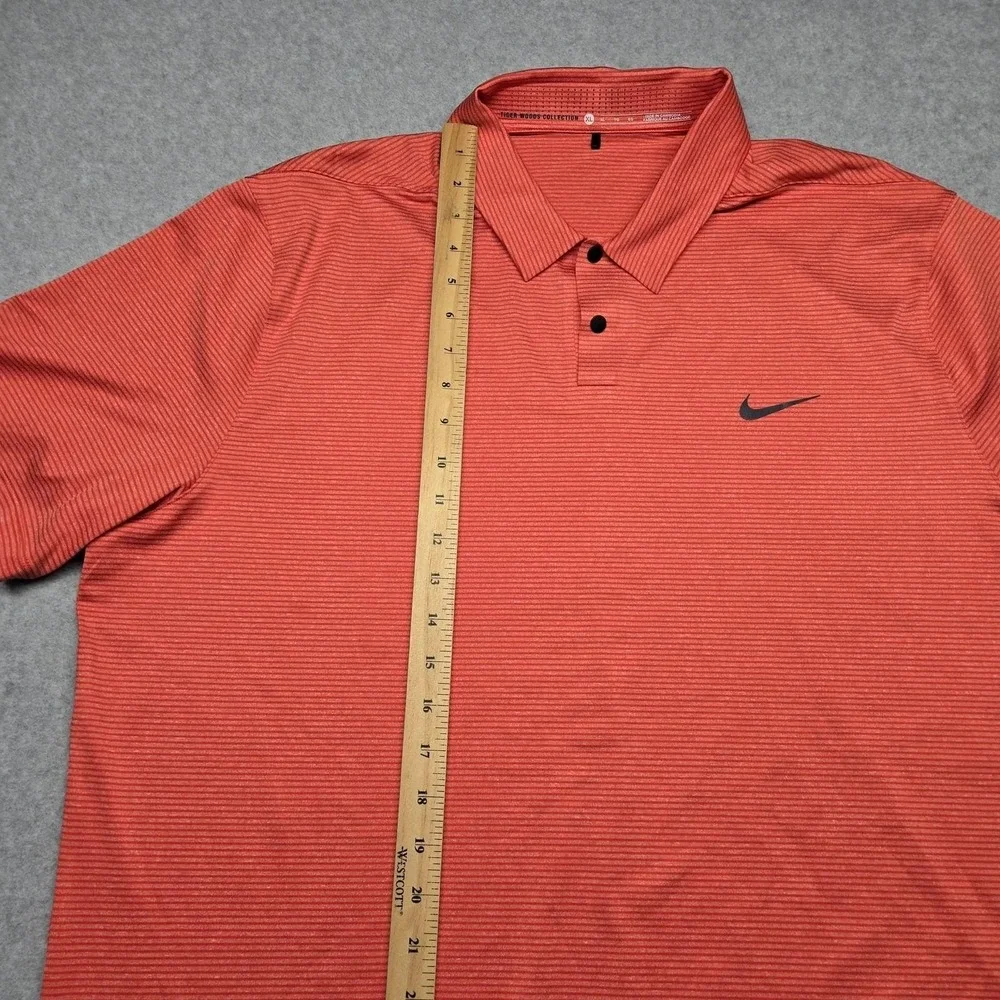 Nike Tiger Woods Collection Polo Mens XL‎ Red Micro Stripe Dri Fit Golf